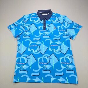 Original Penguin Golf Polo Martini Geometric Print Blue Mens XL